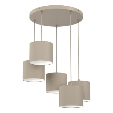 Lustră suspendată pe cablu ARDEN 5xE27/15W/230V diam. 44 cm, bej