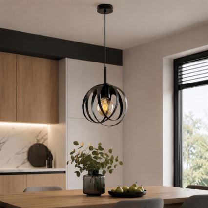 Lustră suspendată pe cablu ASANI 1xE27/15W/230V neagră