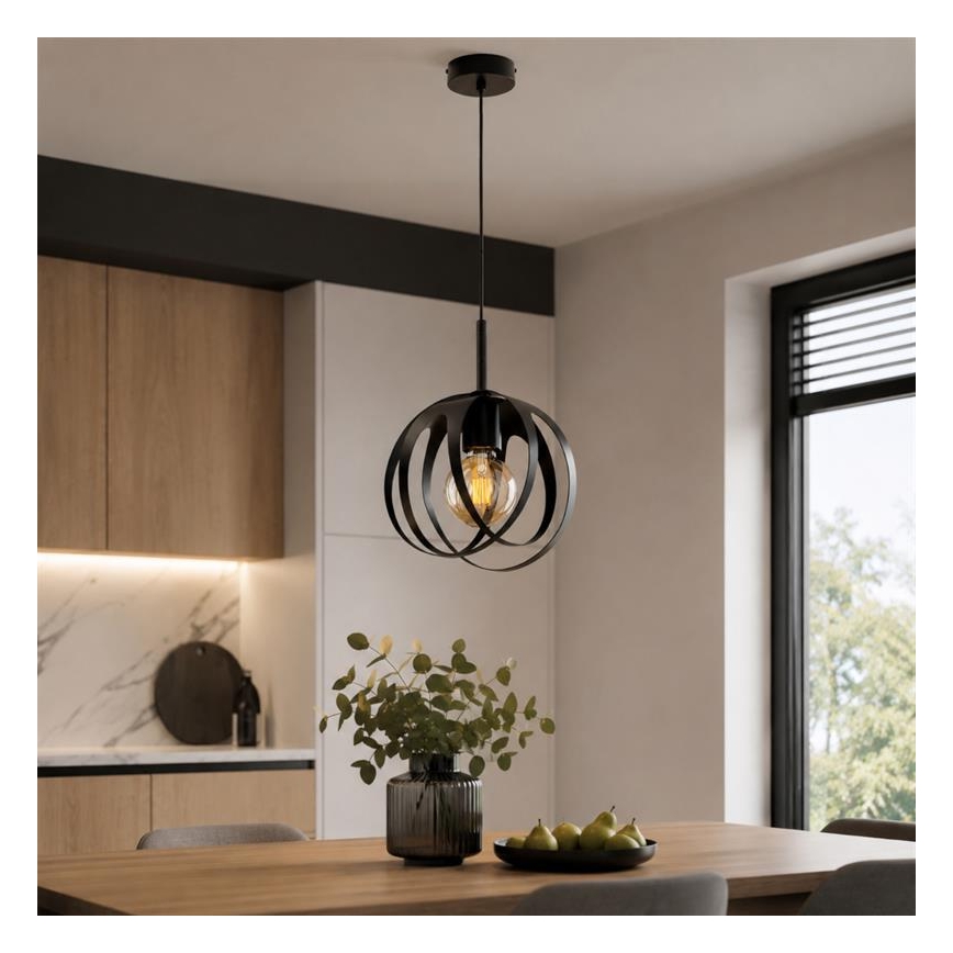 Lustră suspendată pe cablu ASANI 1xE27/15W/230V neagră