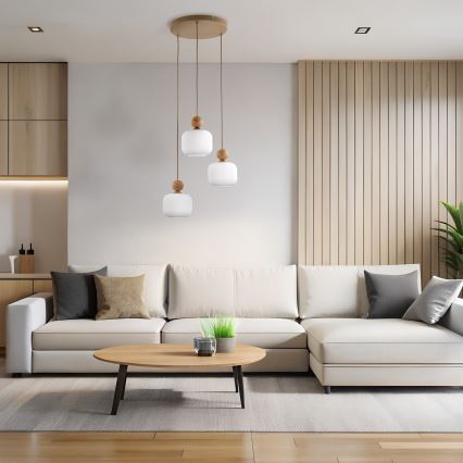 Lustră suspendată pe cablu BALLO 3xE14/10W/230V bej