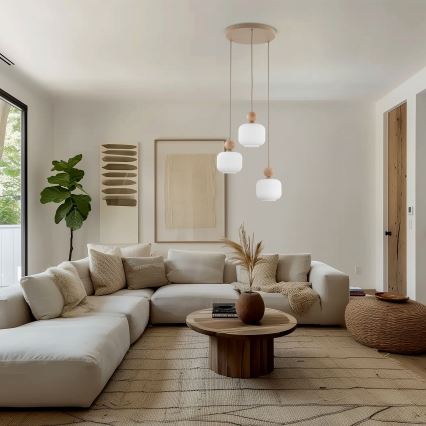 Lustră suspendată pe cablu BALLO 3xE14/10W/230V bej