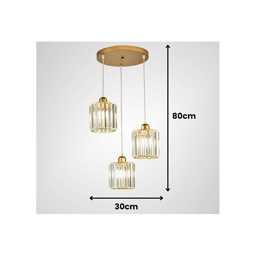 Lustră suspendată pe cablu BELLA 3xE27/40W/230V aurie