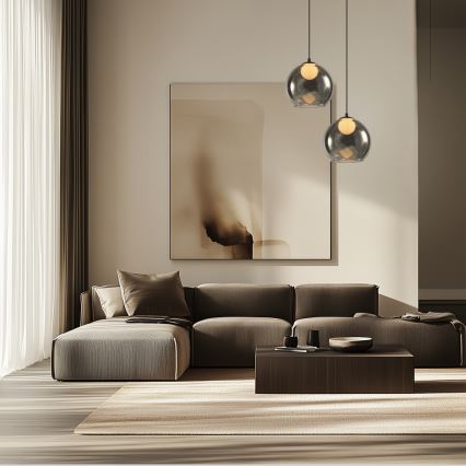 Lustră suspendată pe cablu BRIN 1xG9/15W/230V, negru fumuriu