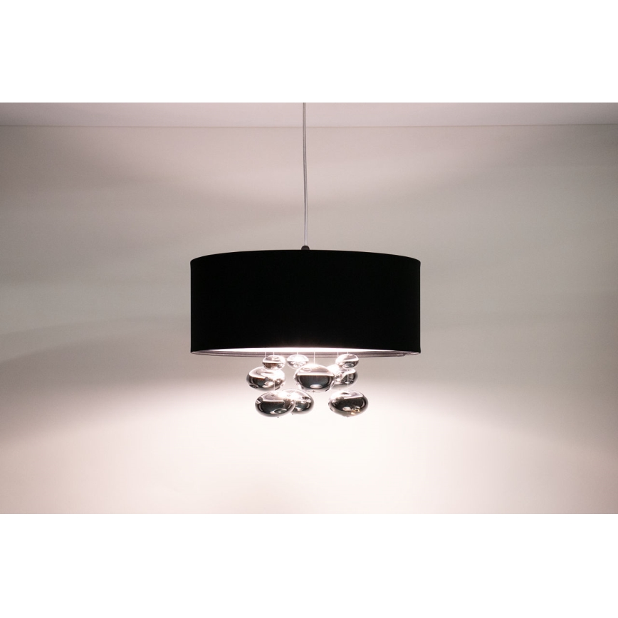Lustră suspendată pe cablu BUBBLE, 1xE27/60W/230V, Ø 50 cm, negru