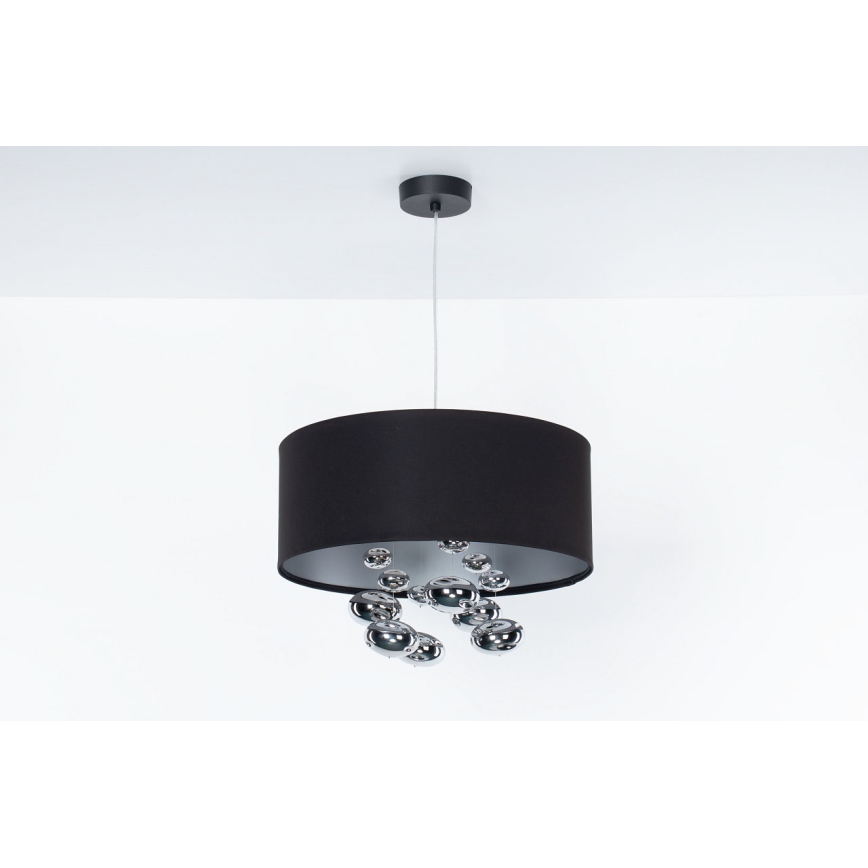 Lustră suspendată pe cablu BUBBLE, 1xE27/60W/230V, Ø 50 cm, negru