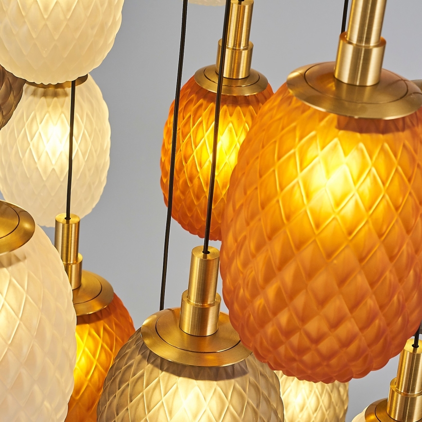 Lustră suspendată pe cablu CACTUS, 16 x G9, 5W, 230V, cupru/gri/alb