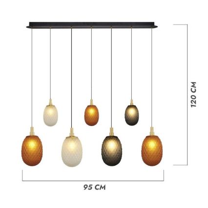 Lustră suspendată pe cablu CACTUS 7xG9/5W/230V, cupru/gri/alb