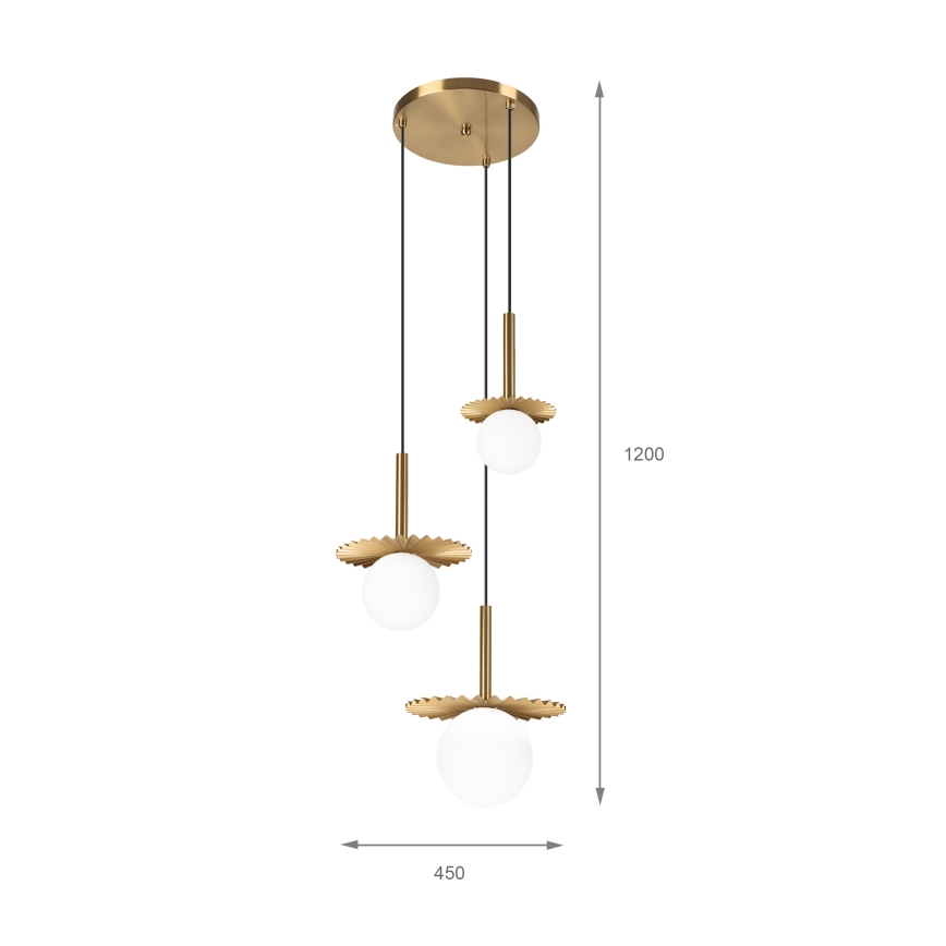 Lustră suspendată pe cablu CHITA 3xG9/5W/230V aurie