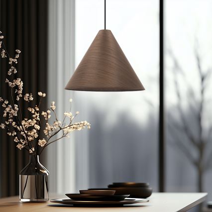 Lustră suspendată pe cablu CONO 1xE27/40W/230V, finisaj furnir mahon