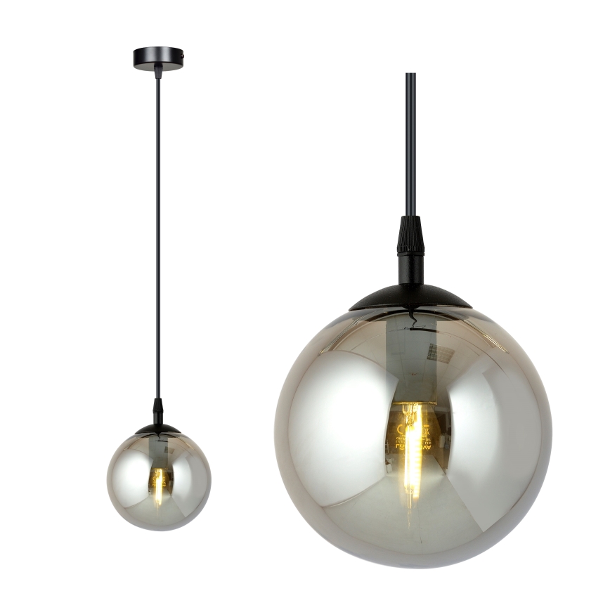 Lustră suspendată pe cablu COSMO 1xE14/10W/230V Ø 14 cm negru/negru fumuriu