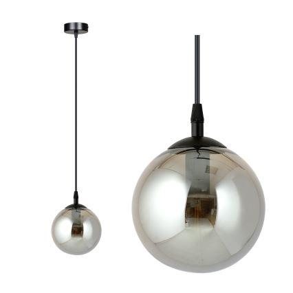Lustră suspendată pe cablu COSMO 1xE14/10W/230V Ø 14 cm negru/negru fumuriu