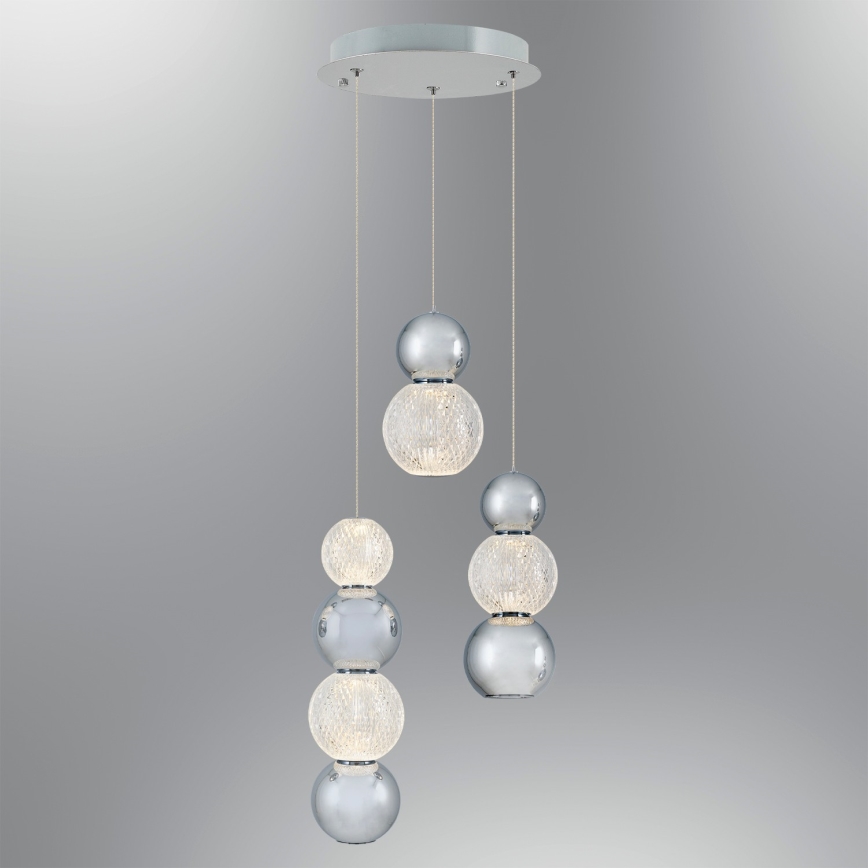 Lustră suspendată pe cablu CREMONA LED/17W/230V 3000K crom mat