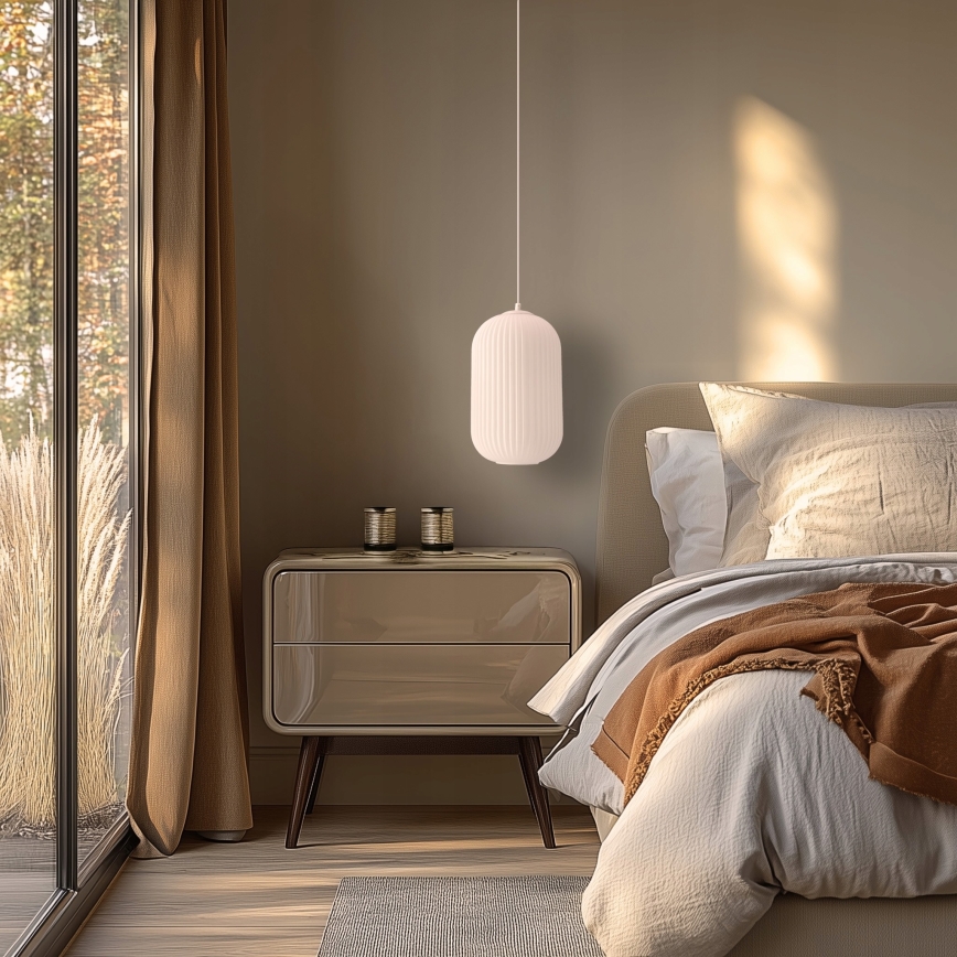 Lustră suspendată pe cablu CRESTO, 1x E27/40W/230V, albă