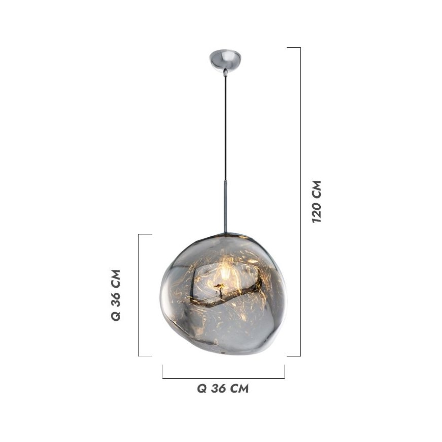 Lustră suspendată pe cablu CRUMPLED, 1xE27/24W/230V, Ø 36 cm, fumurie