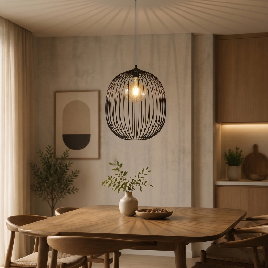 Lustră suspendată pe cablu DESTELLO, 1xE27/15W/230V, diam. 32 cm, negru