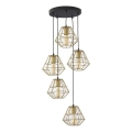 Lustră suspendată pe cablu DIAMOND 5xE27/15W/230V negru/auriu