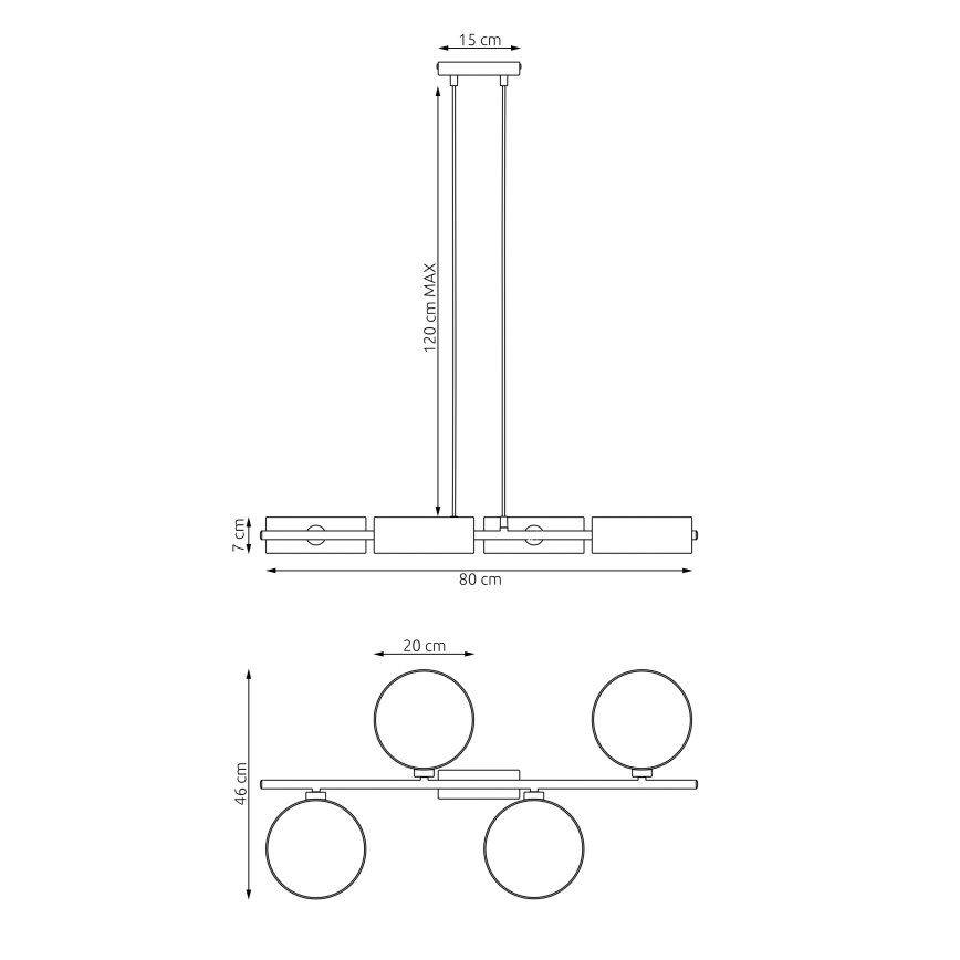 Lustră suspendată pe cablu DRUMZ 4xE14/10W/230V negru