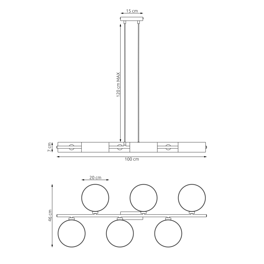 Lustră suspendată pe cablu DRUMZ 6xE14/10W/230V neagră