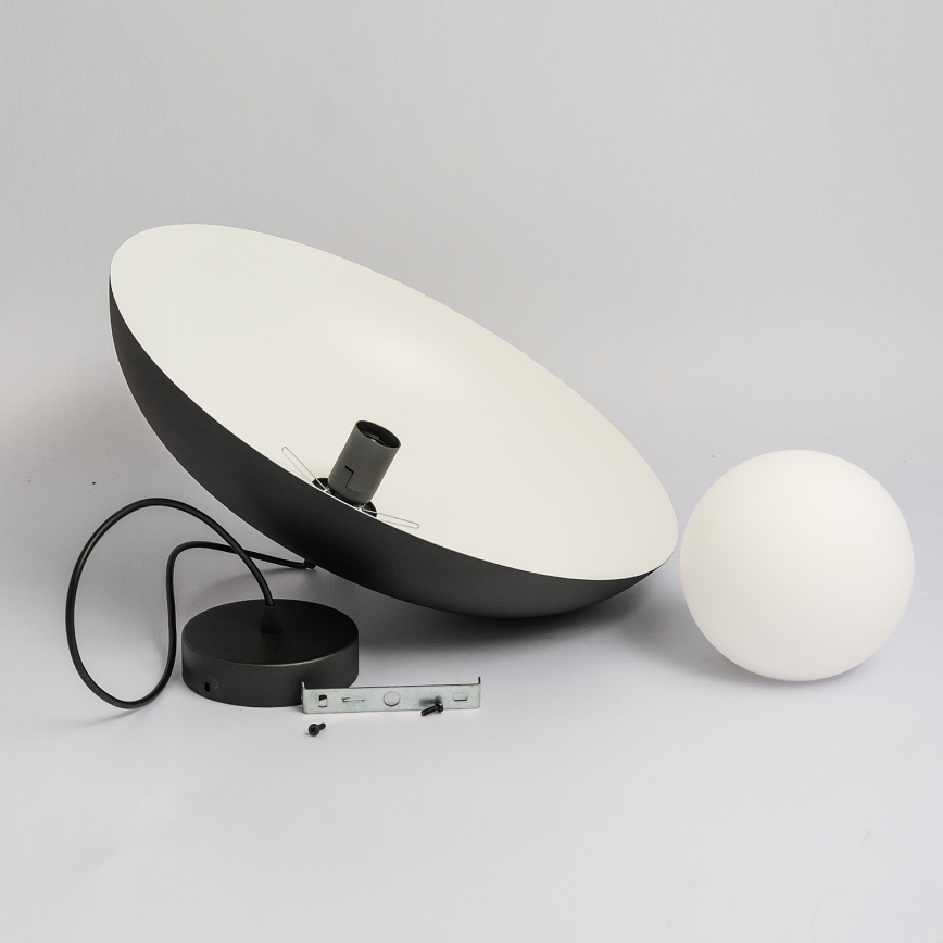 Lustră suspendată pe cablu ECLIPSE, 1xE27/15W/230V, negru/alb