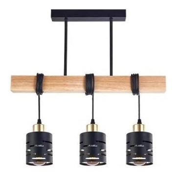 Lustră suspendată pe cablu ELEN, 3x E27/35W/230V, negru/auriu/maro
