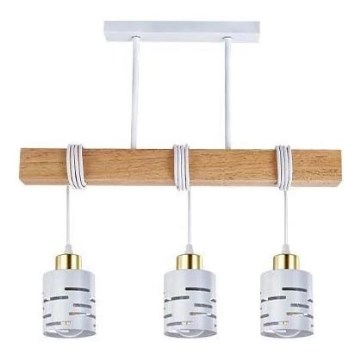 Lustră suspendată pe cablu ELEN 3xE27/35W/230V alb/auriu/maro