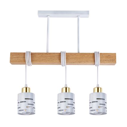 Lustră suspendată pe cablu ELEN 3xE27/35W/230V alb/auriu/maro