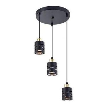 Lustră suspendată pe cablu ELEN 3xE27/35W/230V Ø 29 cm negru/auriu