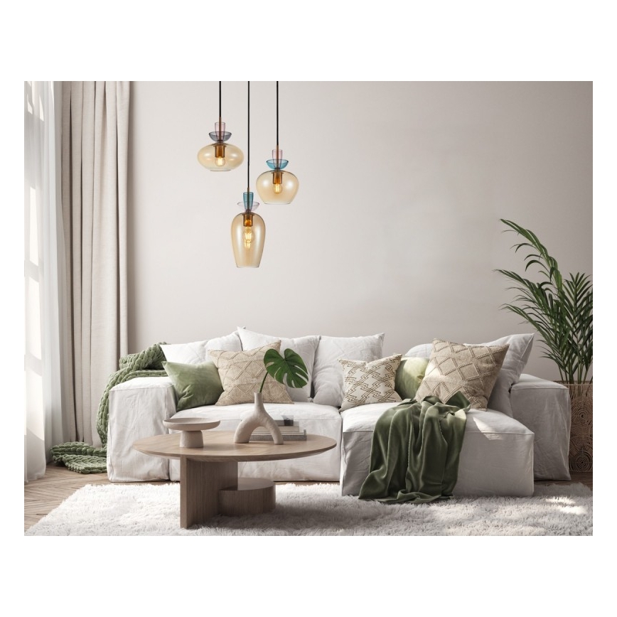 ITALUX - Lustră pe cablu FANDA 3xE27/40W/230V auriu/bej fumuriu
