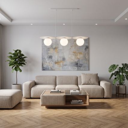 Lustră suspendată pe cablu FLAT 3xE27/15W/230V albă