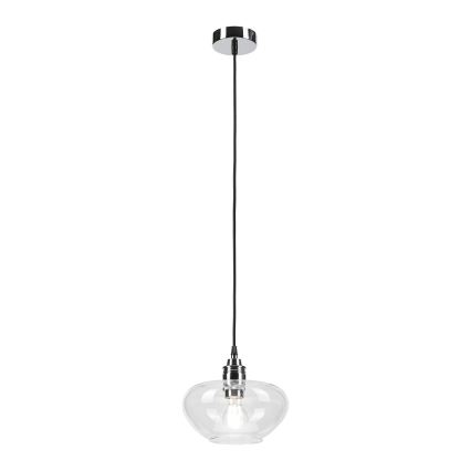 Lustră suspendată pe cablu FLO 1xE27/15W/230V crom lucios/abajur din sticlă transparentă