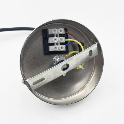 Lustră suspendată pe cablu FLO 1xE27/15W/230V crom lucios/abajur din sticlă transparentă