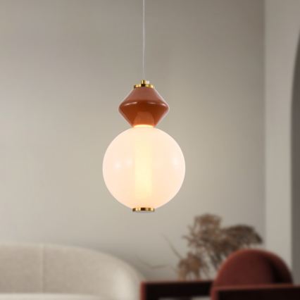 Lustră suspendată pe cablu FLORES LED/7W/230V, auriu/maro