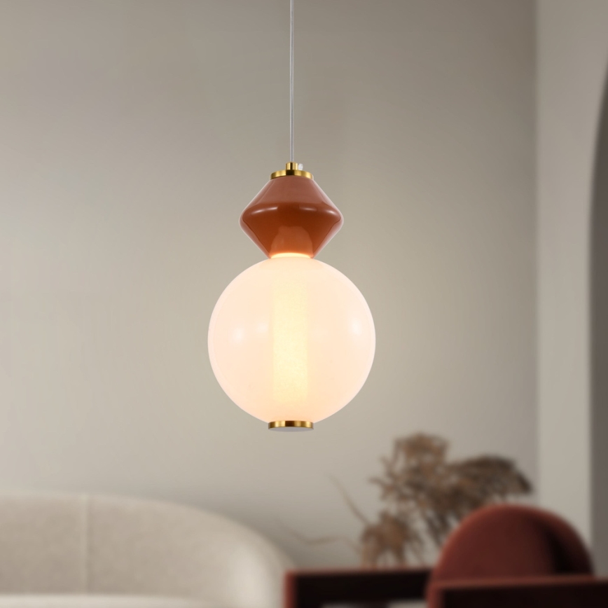 Lustră suspendată pe cablu FLORES LED/7W/230V, auriu/maro