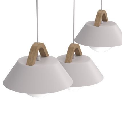Lustră suspendată pe cablu FUNDA, 3 x E27, 15W, 230V, crem