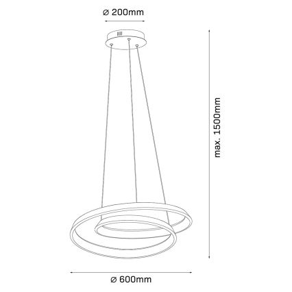 Lustră suspendată pe cablu GLOW, LED 75W, 230V, 4000K, Ø 60 cm, auriu