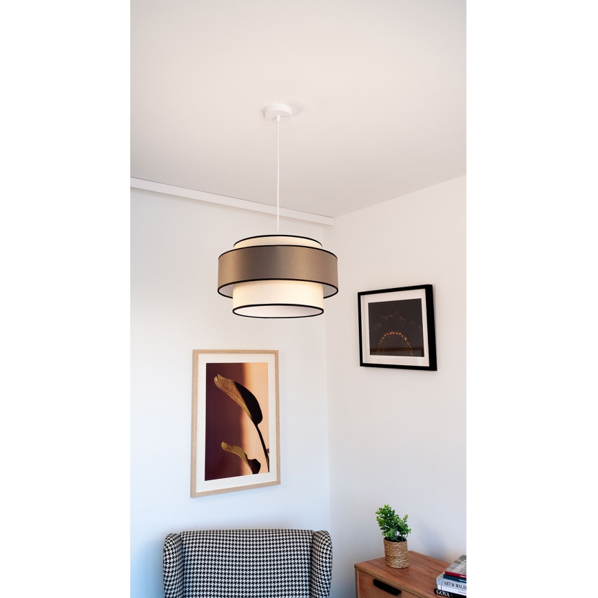 Lustră suspendată pe cablu GRACE 1xE27/60W/230V Ø 40 cm crem/gri