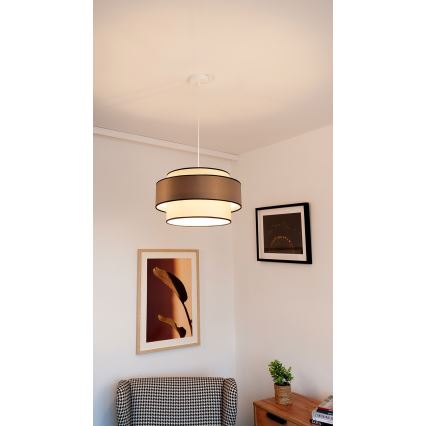 Lustră suspendată pe cablu GRACE 1xE27/60W/230V Ø 40 cm crem/gri