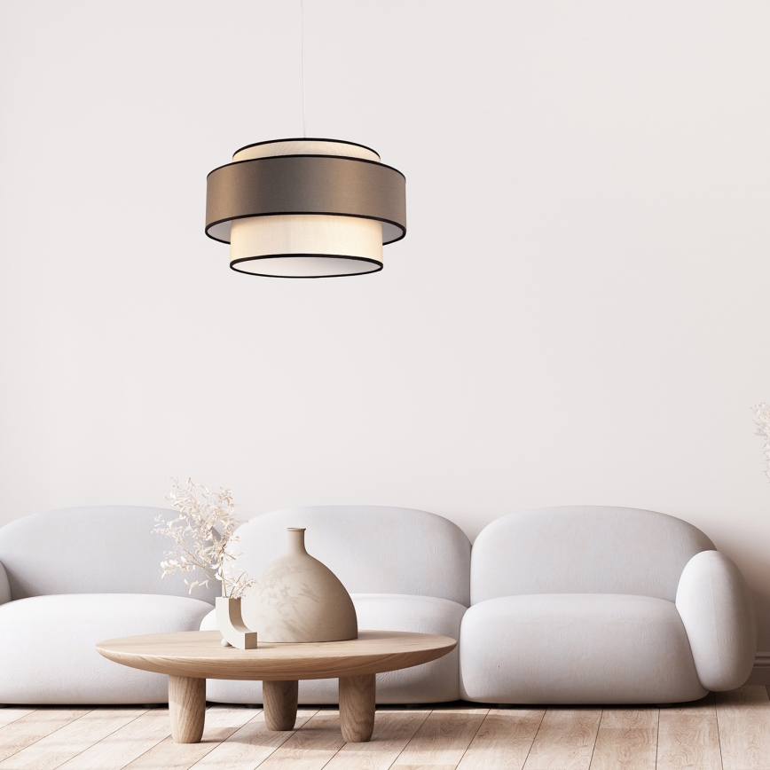Lustră suspendată pe cablu GRACE 1xE27/60W/230V Ø 40 cm crem/gri