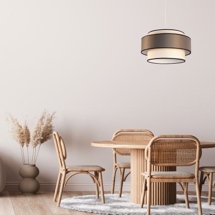Lustră suspendată pe cablu GRACE 1xE27/60W/230V Ø 40 cm crem/gri