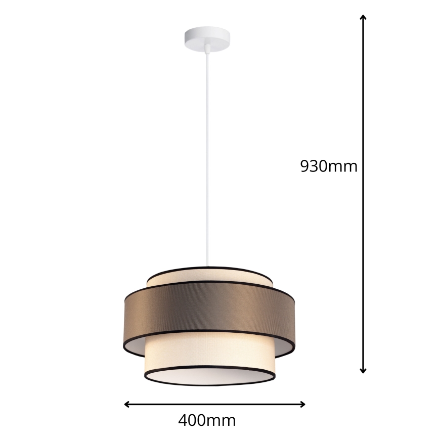Lustră suspendată pe cablu GRACE 1xE27/60W/230V Ø 40 cm crem/gri