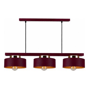 Lustră suspendată pe cablu IGNIA 3xE27/60W/230V vișiniu/auriu