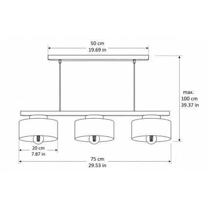 Lustră suspendată pe cablu IGNIA 3xE27/60W/230V vișiniu/auriu