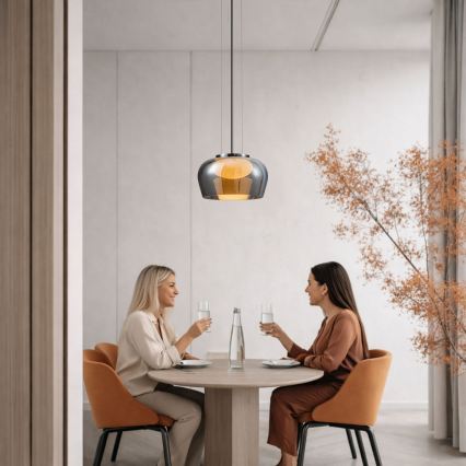 Lustră suspendată pe cablu INSIEME 1xGX53/10W/230V, diametru 35 cm, negru fumuriu