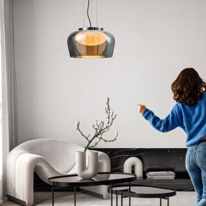Lustră suspendată pe cablu INSIEME, 1xGX53/10W/230V, Ø 38 cm, negru fumuriu