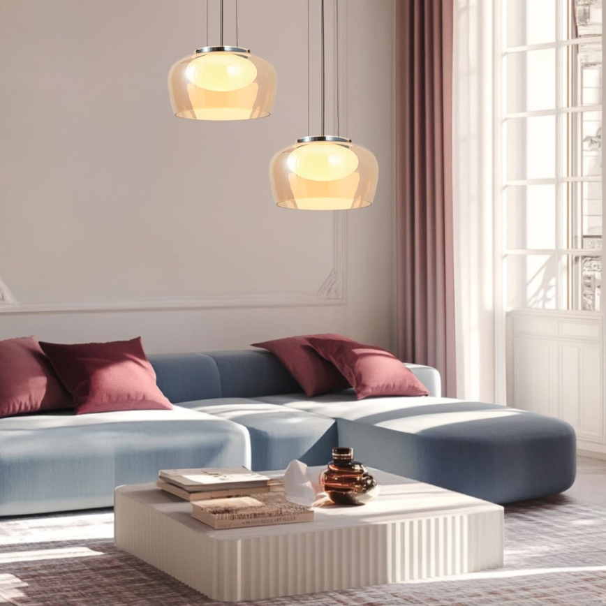 Lustră suspendată pe cablu INSIEME 1xGX53/10W/230V, Ø35 cm, bej fumuriu