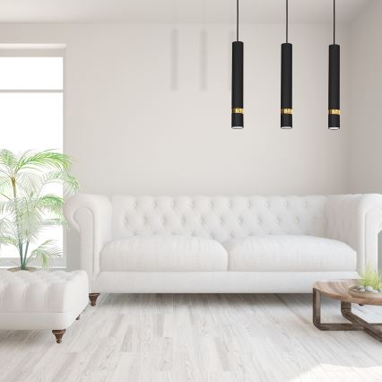 Lustră suspendată pe cablu JOKER, 3x GU10, 25 W, 230 V, negru/auriu