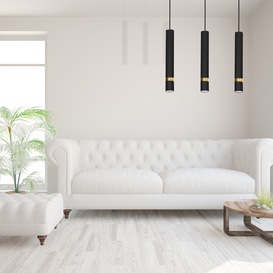 Lustră suspendată pe cablu JOKER, 3x GU10, 25 W, 230 V, negru/auriu