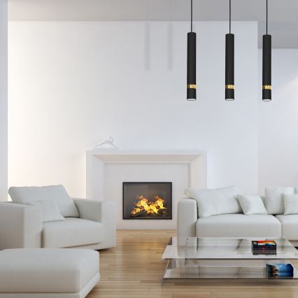 Lustră suspendată pe cablu JOKER, 3x GU10, 25 W, 230 V, negru/auriu