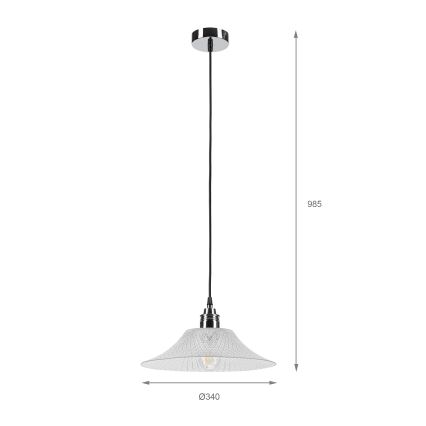 Lustră suspendată pe cablu JULL 1xE27/15W/230V crom lucios/sticlă transparentă