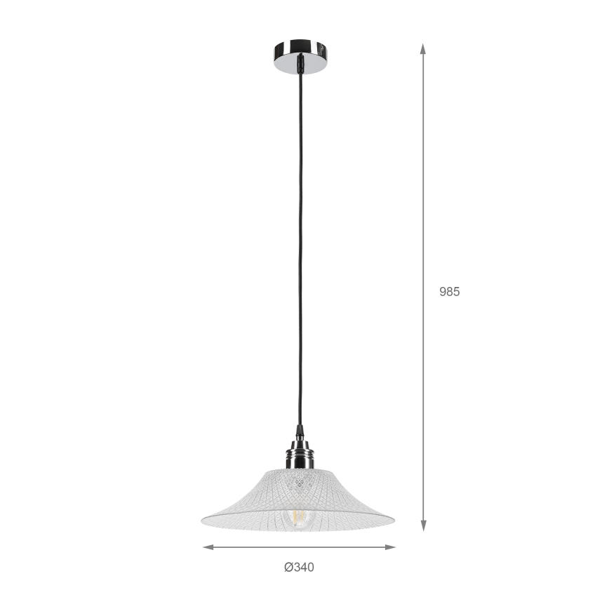 Lustră suspendată pe cablu JULL 1xE27/15W/230V crom lucios/sticlă transparentă
